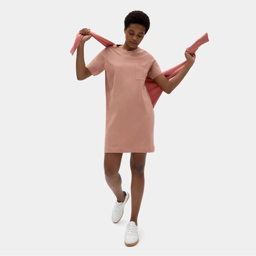 EVERLANE THE WEEKEND TEE MINI COTTON DRESS PINK CAMEO NEW LARGE